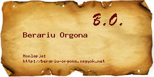 Berariu Orgona névjegykártya